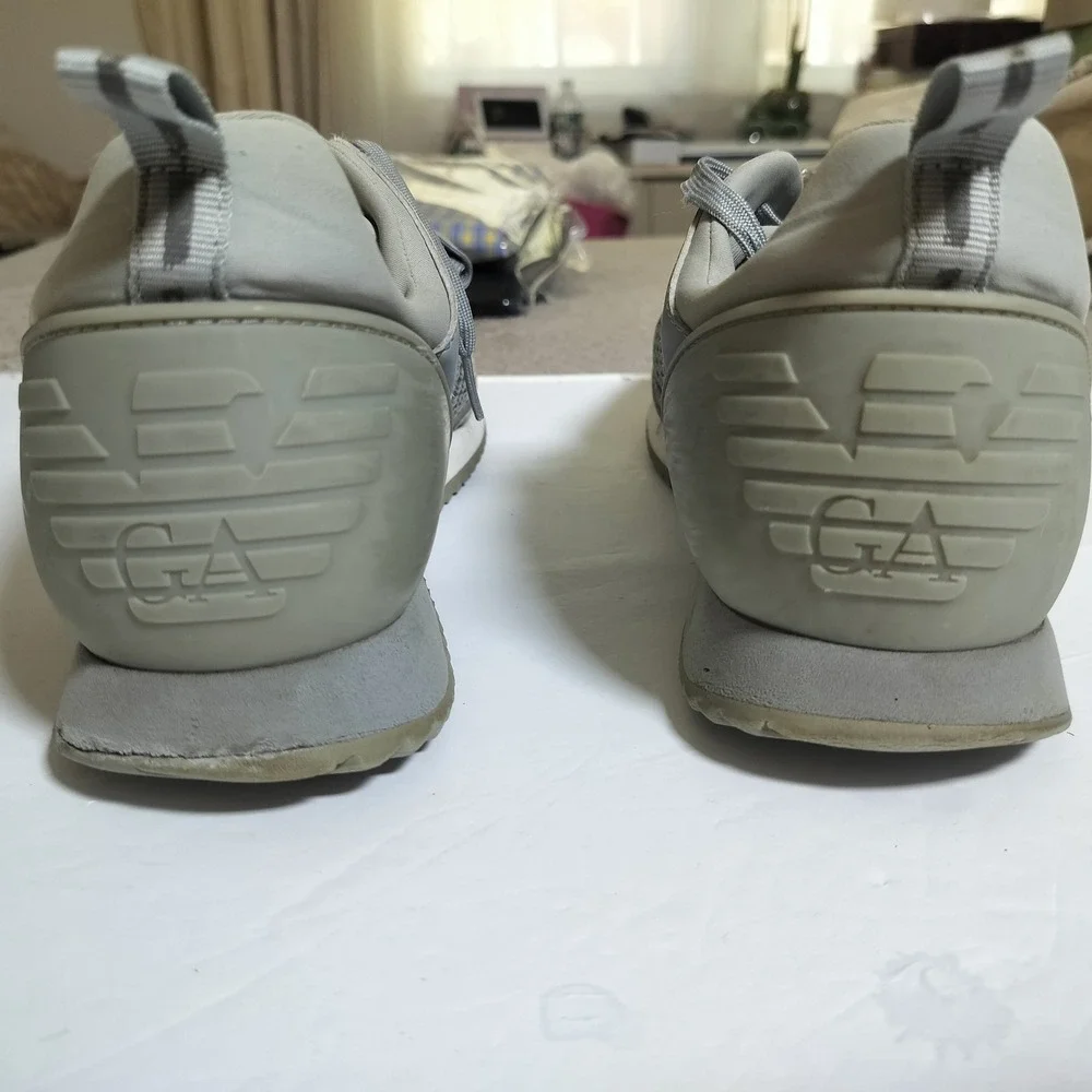 Emporio Armani‎ EA7 Mens Grey Mesh Low Top Sneakers X8X027 XK050 Size 11.5 US